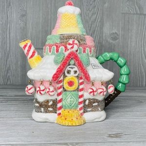 Rare department 56 gingerbread house teapot frosted look